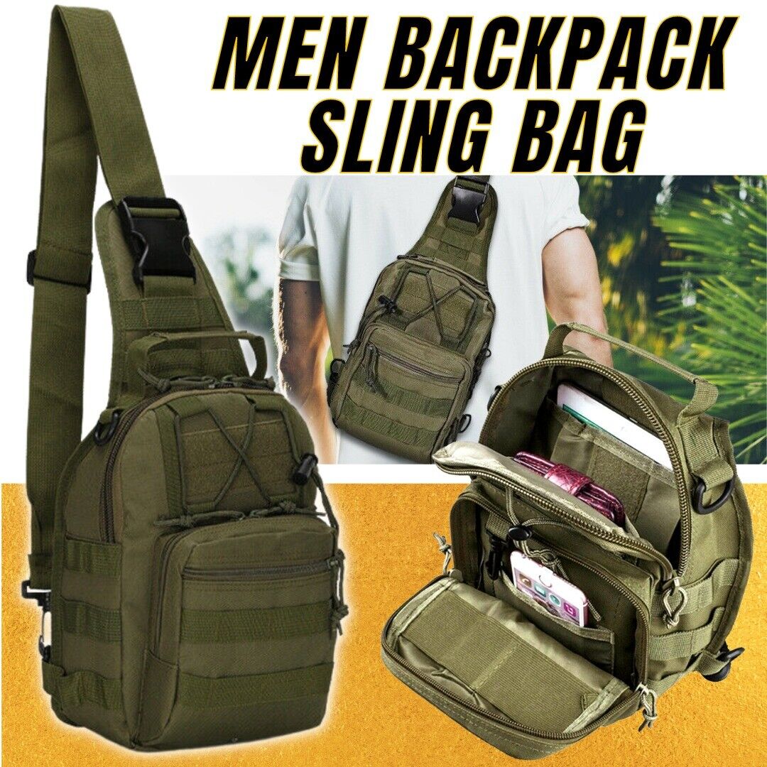 Outdoor Tactical Sling Bag Military MOLLE Crossbody Pack Chest Shoulder Backpack Image