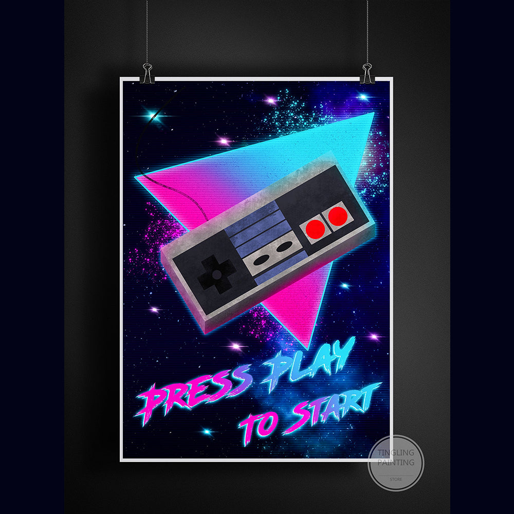 Retro Neon Game Poster Canvas Painting Image