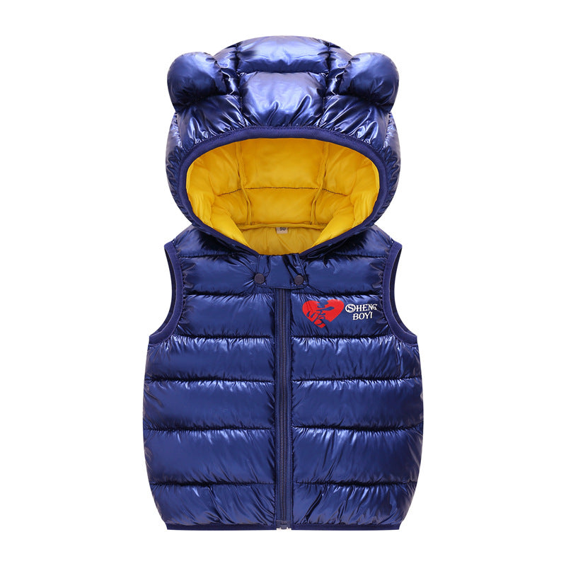 Children Warm Down Vest Autumn Baby Boys Girls Sleeveless Waistcoat Kids Outerwear Vests Children Hooded Jackets Image