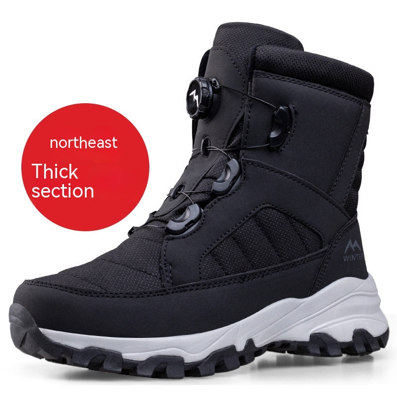 Men's Button Snow Boots Fleece-lined Thickened Women Image