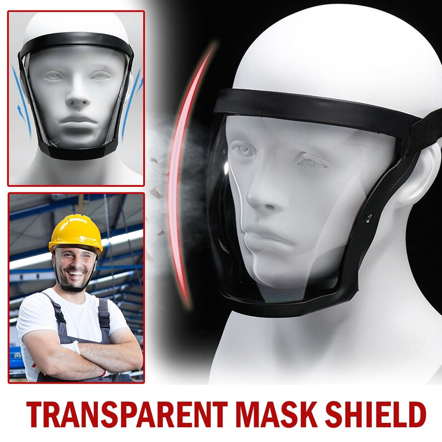 Anti-fog Shield Safety Full Face Super Protective Head Cover Transparent Mask Image