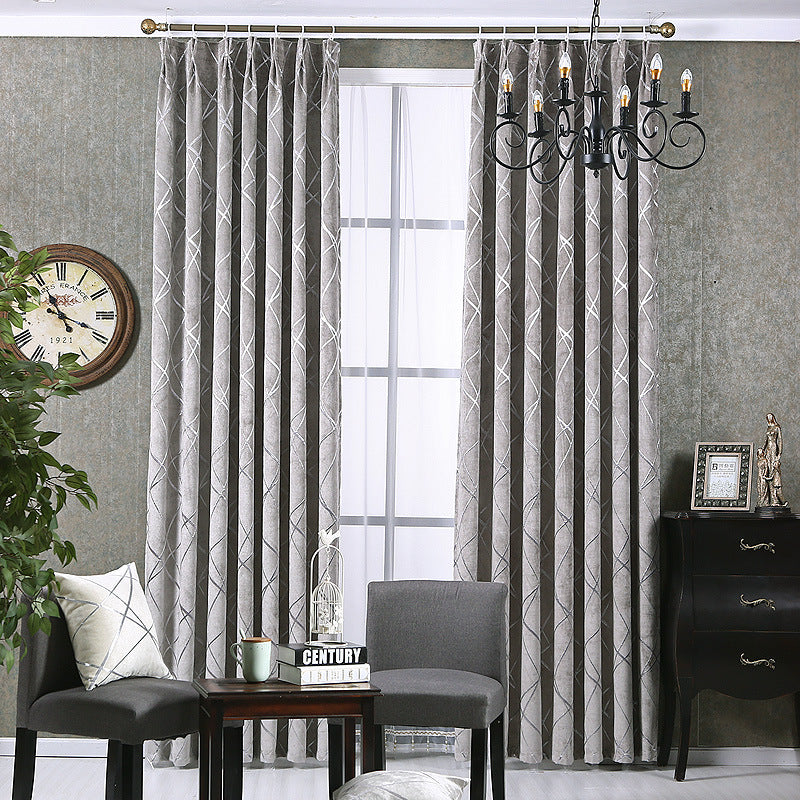 Solid Color Simple Modern Light Luxury Living Room Chenille Blackout Curtains Image