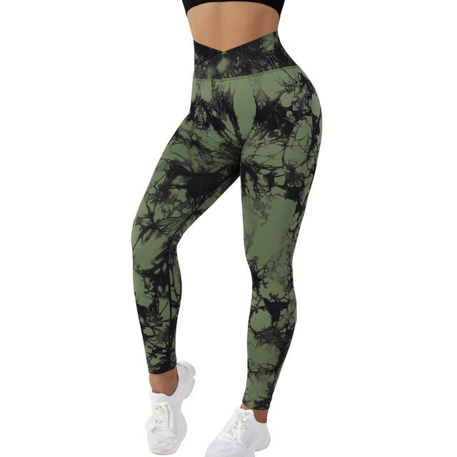 Seamless Tie Dye Leggings Women Yoga Pants Push Up Sport Fitness Running Gym Leggings Image