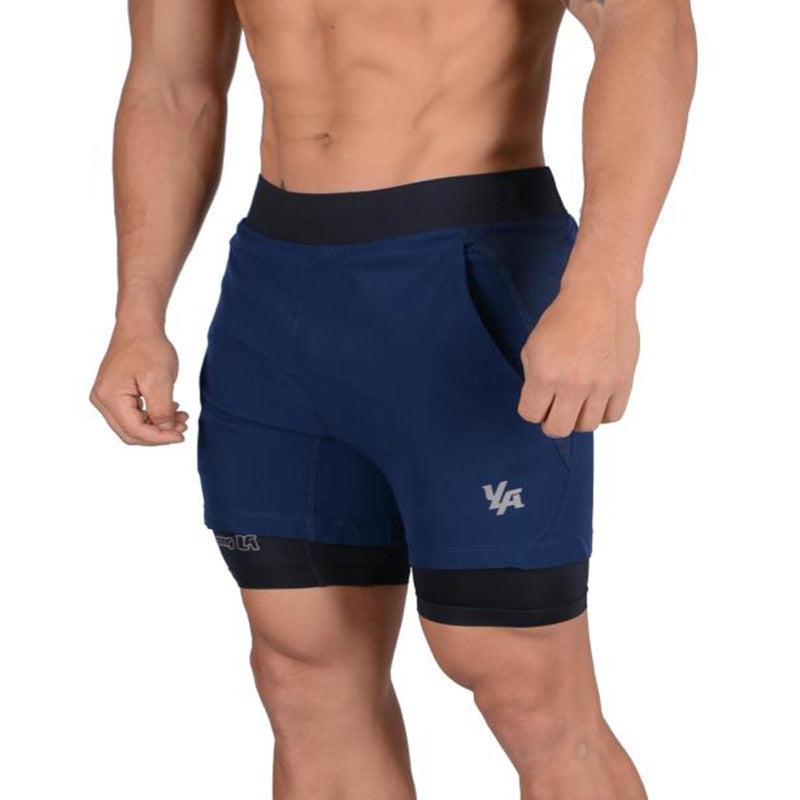 New Running Shorts Summer Men's Gym Fitness Bodybuilding Training Quick-drying Shorts Men's Jogging Running Sports 2-in-1 Shorts Image