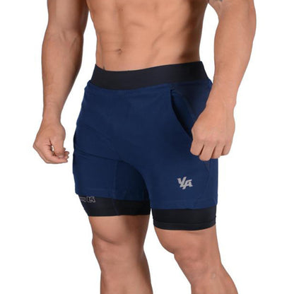 New Running Shorts Summer Men's Gym Fitness Bodybuilding Training Quick-drying Shorts Men's Jogging Running Sports 2-in-1 Shorts