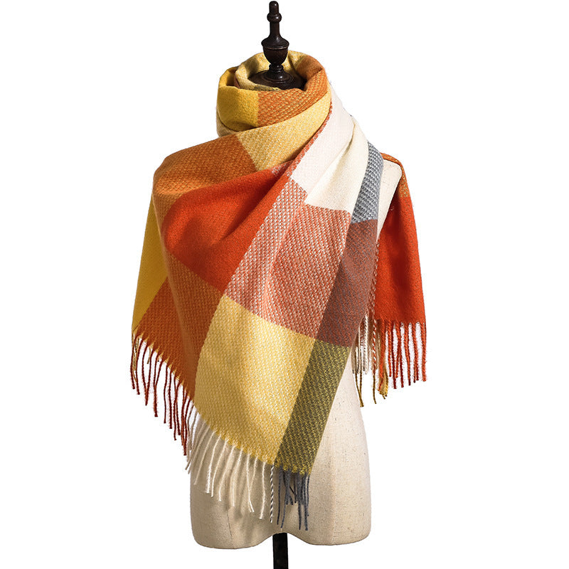 New Cashmere Tassel Thickened Cold And Warm Scarf Image