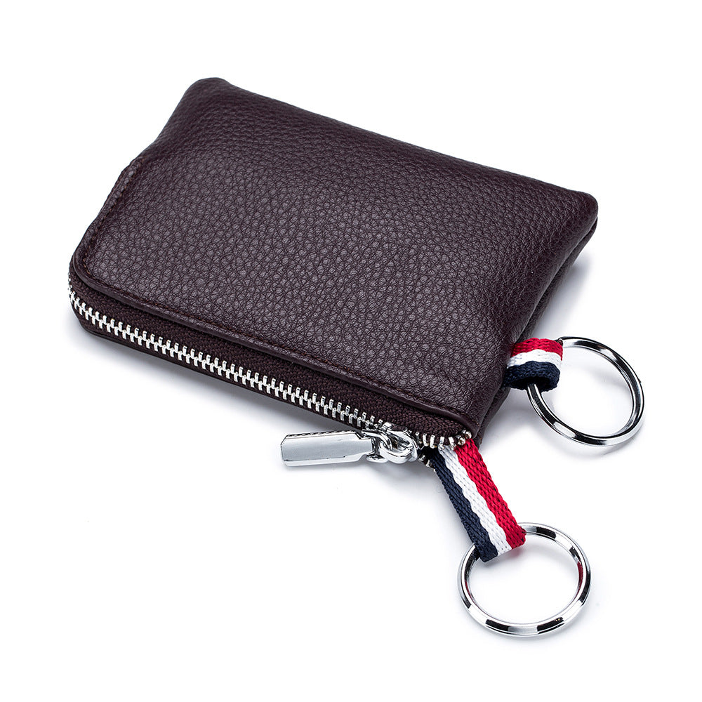 Men's Coin Purse European And American Leather Mini Wallet Soft Leather Zip Coin Driving License Key Case Card Holder Ultra-thin Image