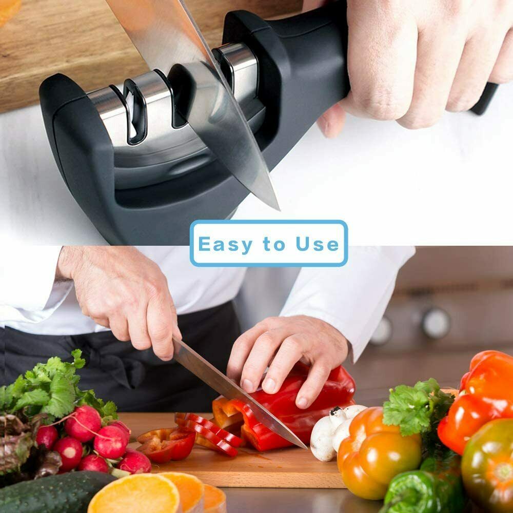 KNIFE SHARPENER Ceramic Tungsten Kitchen Knives Blade Sharpening System Tool USA Image