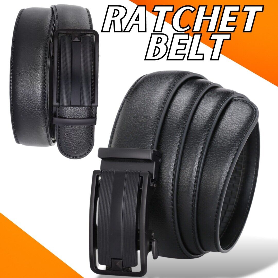 Men's Ratchet Belt Leather Mens Belt With Slide Buckle Ratchet Belts For Men USA Image