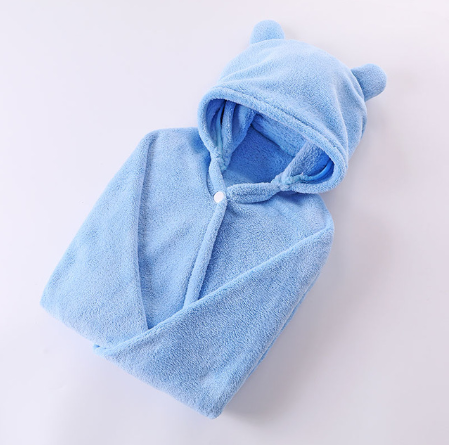 Cotton baby care hooded bath towel Image