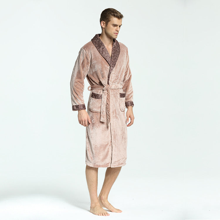 Men's Soft Flannel Coral Fleece Nightgown Image