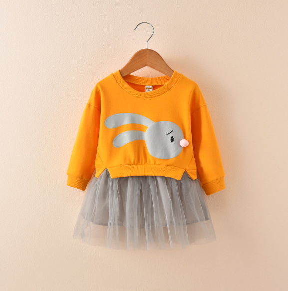 New spring infant skirt 1 long sleeved dress 2 female baby cartoon 3 4 princess dress lace dress tide Image