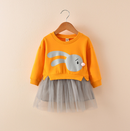 New spring infant skirt 1 long sleeved dress 2 female baby cartoon 3 4 princess dress lace dress tide