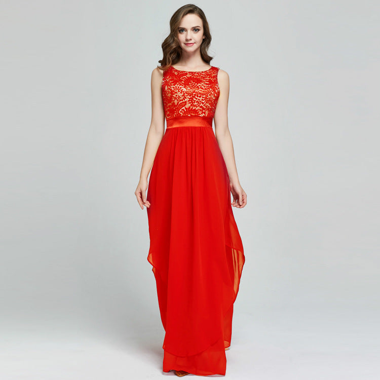 Lace spliced chiffon dress Image