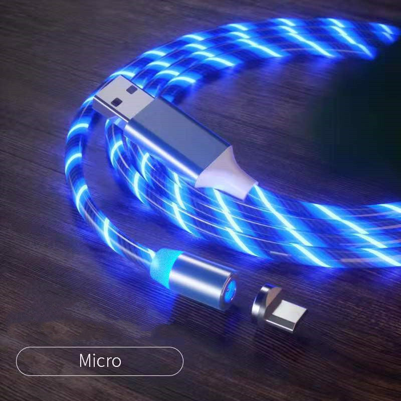 Magnetic Charging Cable Streamer Fast Charging Cable Lighting Micro USB Cable LED Magnet Charger Type-C Cable Image