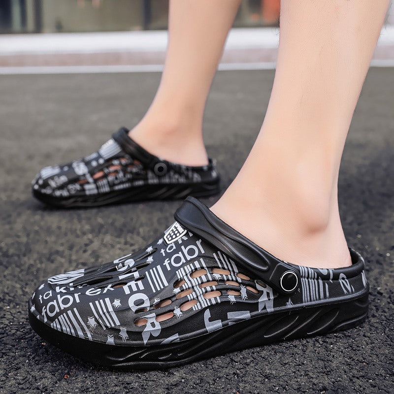 Letter Print Slippers Men Summer Sandals Beach Shoes Image