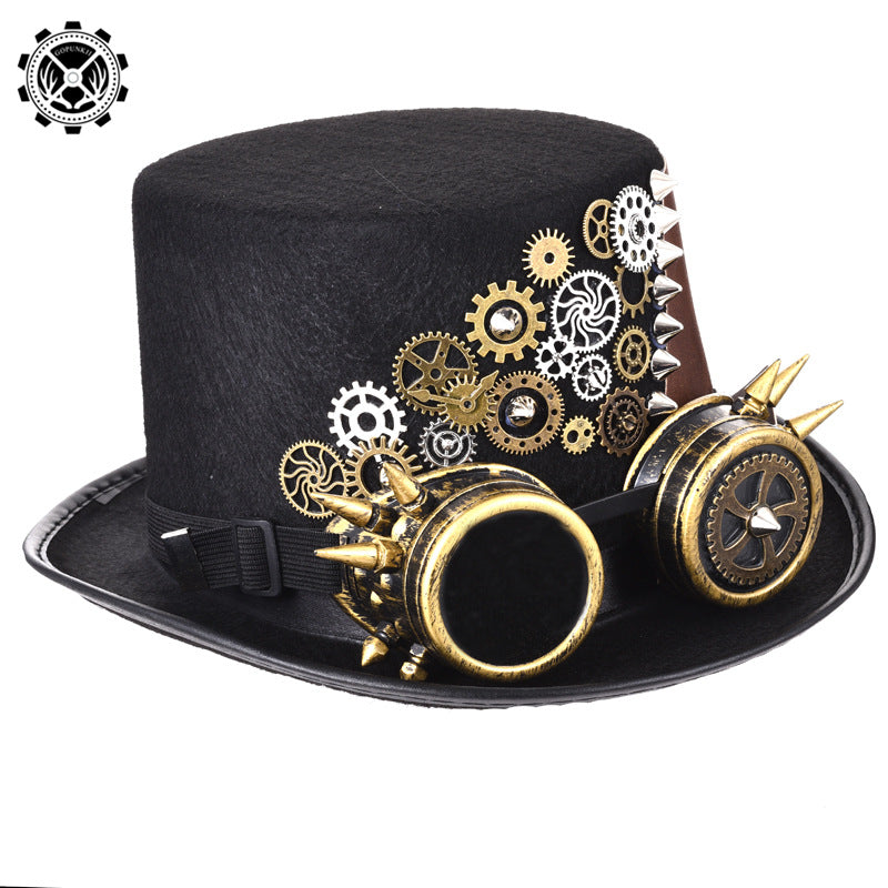 Steampunk Hat Gear Punk Rivet Hat Gothic Glasses Magic Hat Image