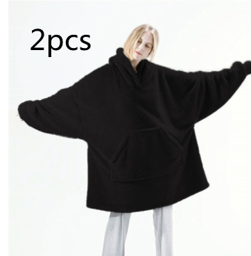 Hoodie Sweatshirt With Big Pocket Tops Sweater Comfortable Loose Double-Sided Fleece Thicker Wearable Blanket Image