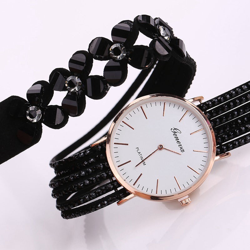 Fashion Geneva Flowers Watches Women Dress Elegant Quartz Bracelet Ladies Watch Crystal Diamond Wrist Watch Gift Reloj Mujer Image