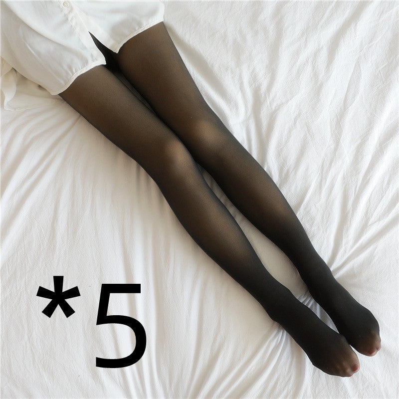 Fake Translucent Plus Size Leggings Fleece Lined Tights Fall And Winter Warm Fleece Pantyhose Women Fleece Lined Pantyhose Thermal Winter Tights Image