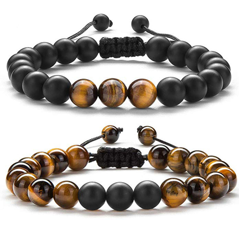 Tiger Eye Couple Bracelets Matte Black Agate Beads Bracelet Image