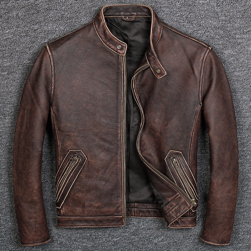 First Layer Cowhide Leather Leather Jacket, Pure Leather Jacket Image