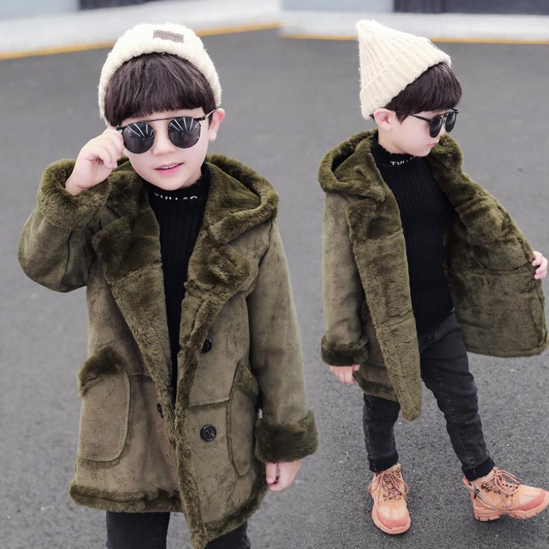 Fashion Boys' Suede Padded Trench Coat Image