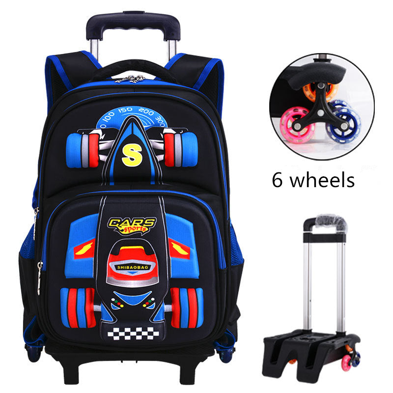 Three Dimensional Car Boys Primary School Trolley School Bag Image