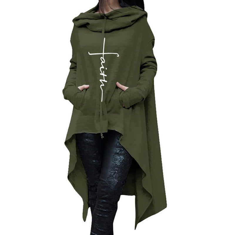 Long embroidered cloak hooded sweater Image