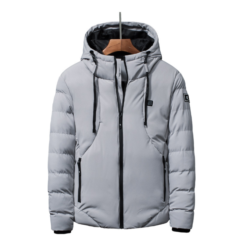 New Men Women Cotton Coat USB Smart Electric Heated Jackets Winter Thicken Down Hooded Outdoor Hiking Ski Clothing 7XL Image