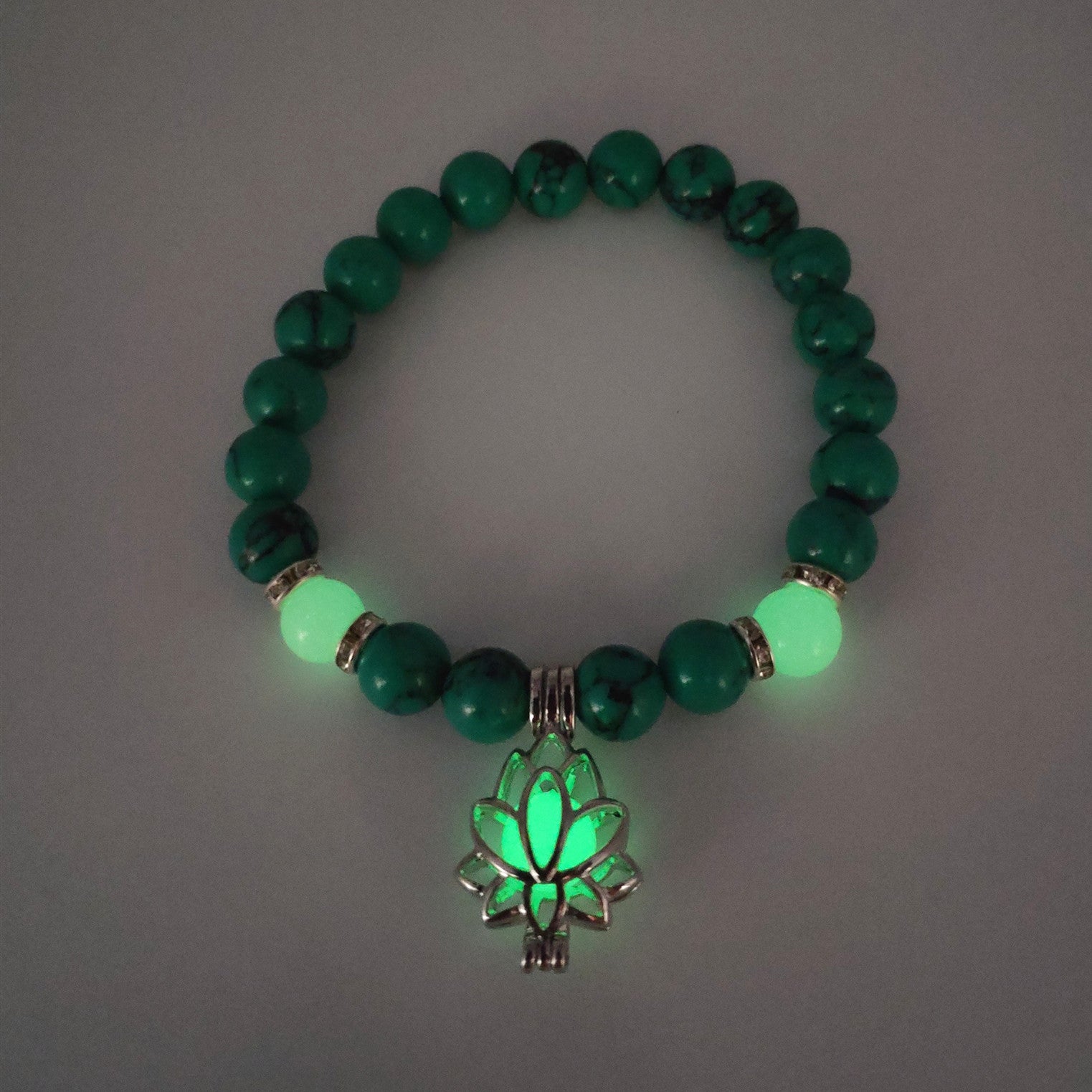 Energy Luminous Lotus Natural Stone Bracelet Yoga Healing Luminous Glow In The Dark Charm Beads Bracelet For Men Women Prayer Buddhism Image