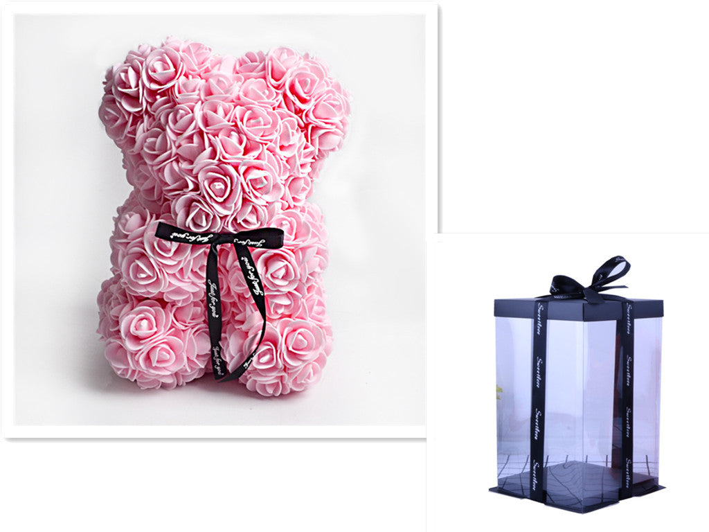 Valentine's Day Gift Rose Bear Eternal Flower Rose Teddy Bear PE Foam Bear 25cm Valentines Day Image