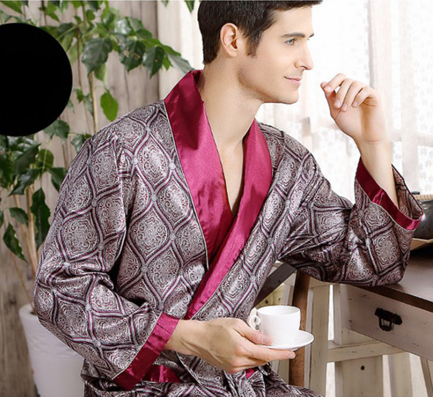 Men's silk nightgown summer Image