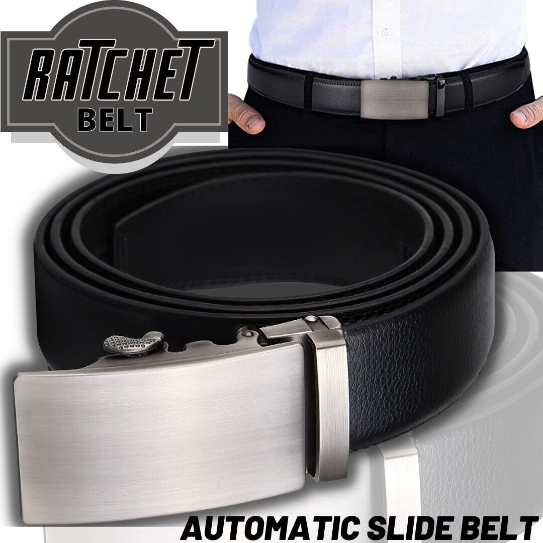 Microfiber Leather Mens Ratchet Belt, Belts For Men Adjustable Automatic Buckle Image