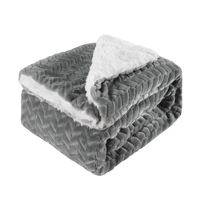 Thickened Flannel Lamb Wool Composite Double Blanket Leisure Blanket Gift Blanket Image