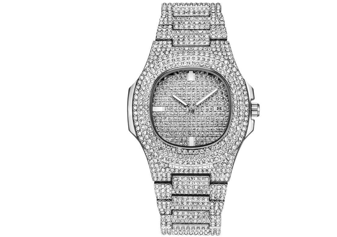 Mens Watches Luxury Brand Fashion Diamond Date Quartz Watch Image