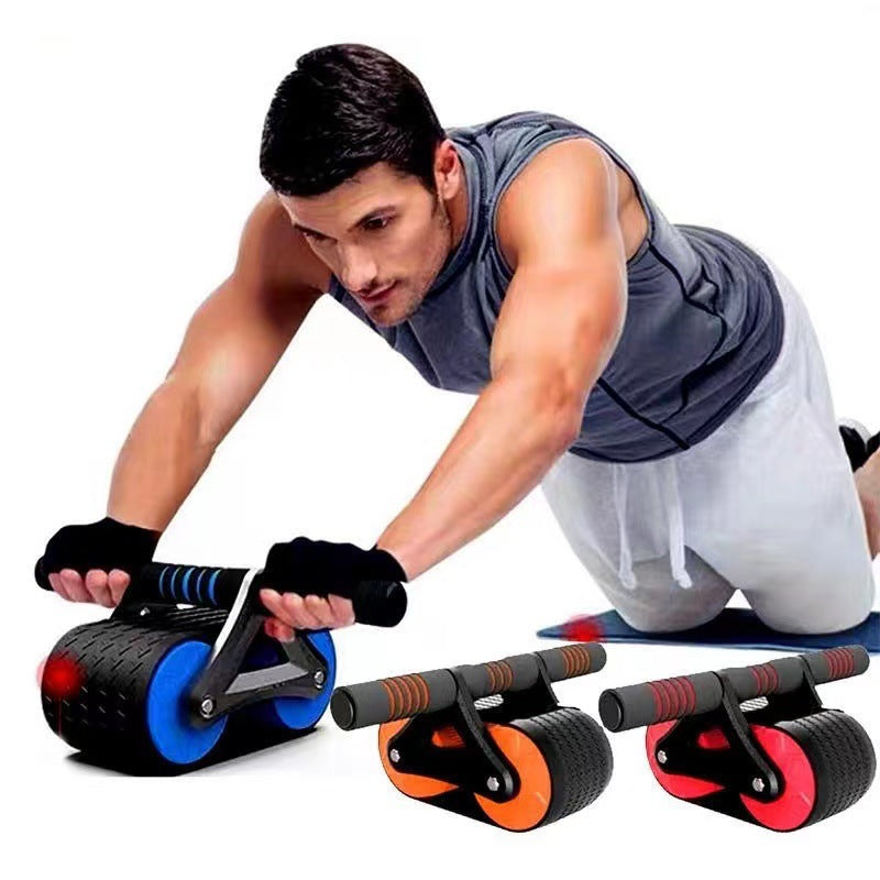 Double Wheel Abdominal Exerciser Women Men Automatic Rebound Ab Wheel Roller Waist Trainer Gym Sports Home Exercise Devices Image