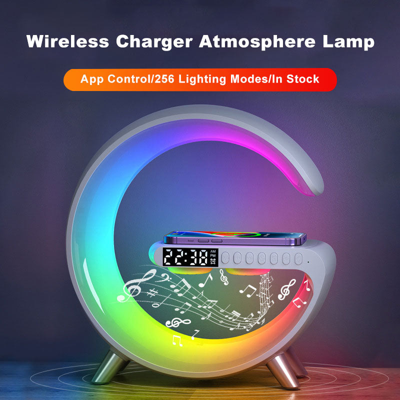 New Intelligent G Shaped LED Lamp Bluetooth Speake Wireless Charger Atmosphere Lamp App Control For Bedroom Home Decor Image