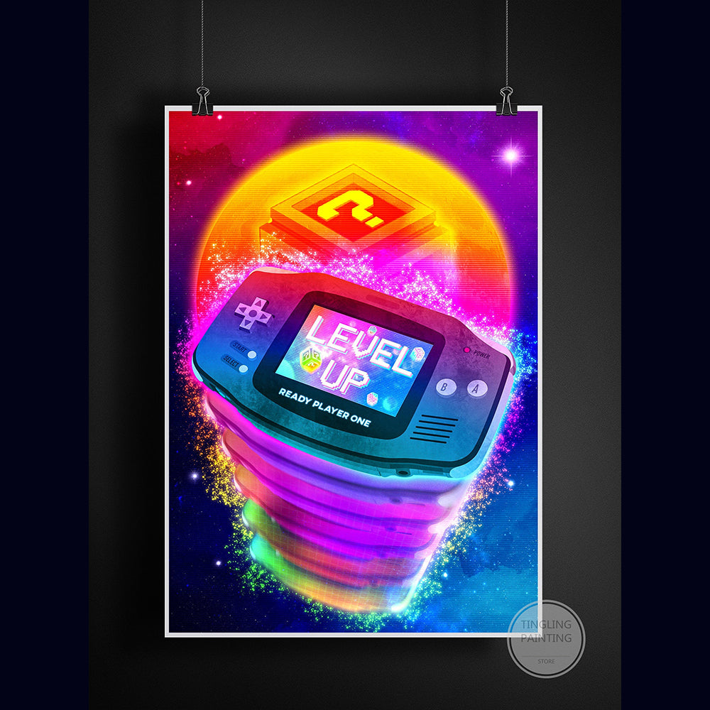 Retro Neon Game Poster Canvas Painting Image