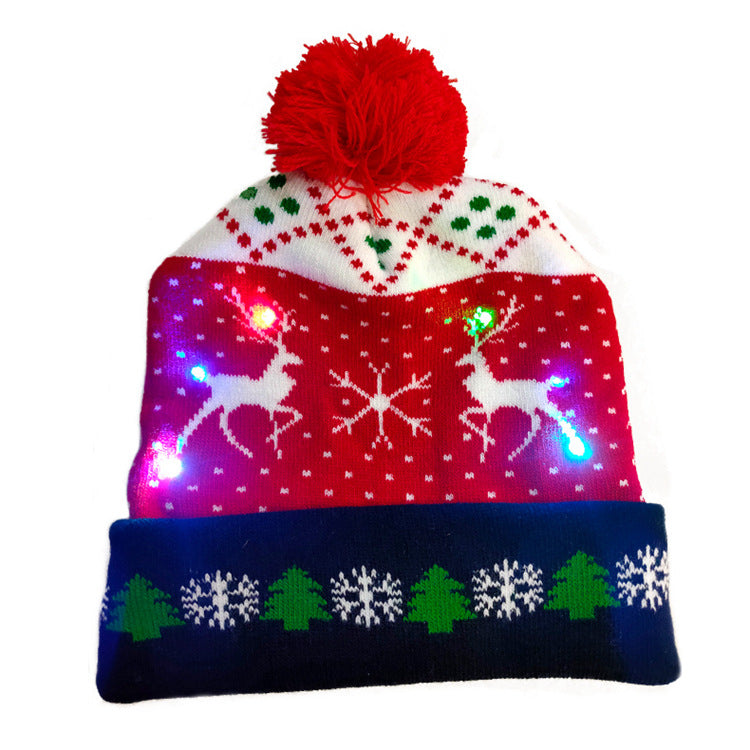 LED Christmas Hat Sweater Knitted Beanie Christmas Light Up Knitted Hat Christmas Gift  Kids Xmas New Year Decorations Image