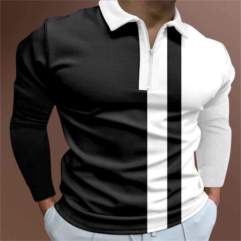 Men's POLO Shirt Striped Printed Short Sleeve T-Shirt Lapel Shirt Image