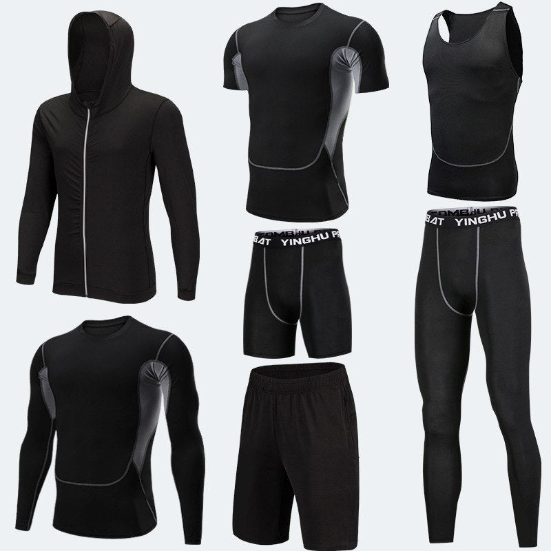 Running Workout Clothes Men 7pcs / sets Compression Running Basketball Games Jogging Tights set of underwear Gym Fitness sports sets Image