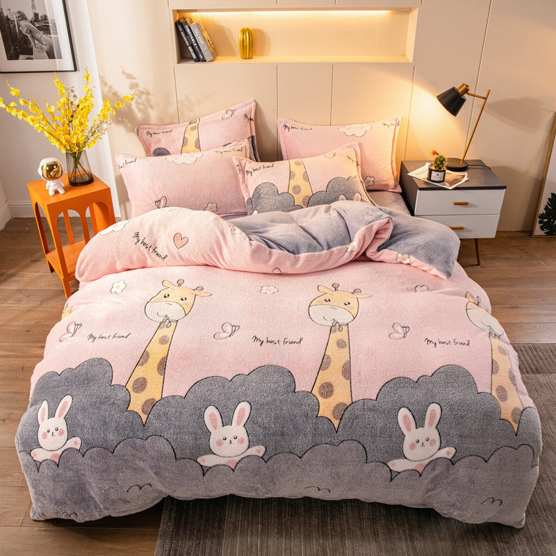 Four-piece Bedding With Velvet Sheets To Keep Warm Milk Velvet Image