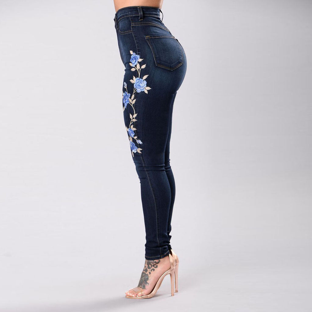 European and American embroidered jeans Image