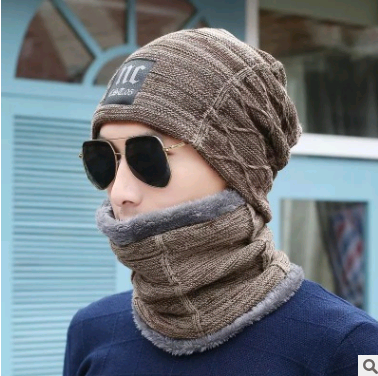 Winter Knitted Hat Crossed Scarf Neck Warmer Image