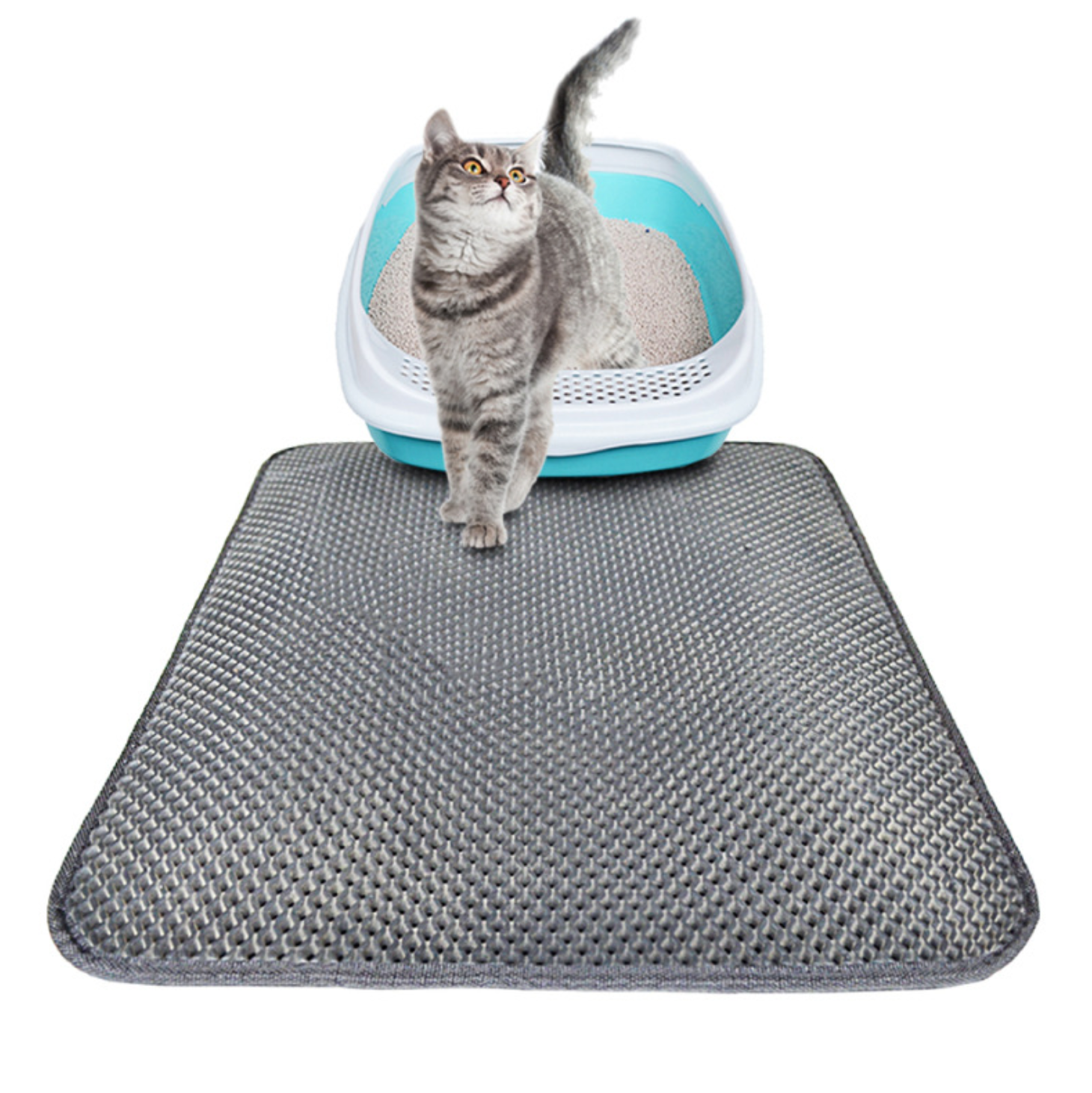 Double Layer Litter Cat Bed Pads Pet Cat Litter Mat Trapping Pets Litter Box Mat Pet Product Bed For Cats House Clean Mat Image