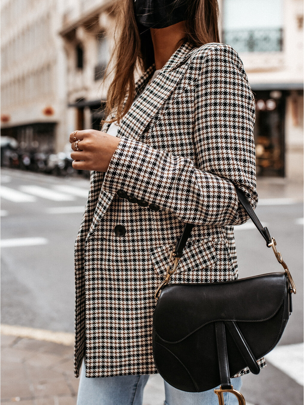 Women's Winter Plaid Long Suit Jacket Image