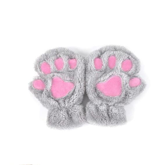 Winter Lovely Half Cover Paw Bear Cat Claw Gloves Short Finger Image