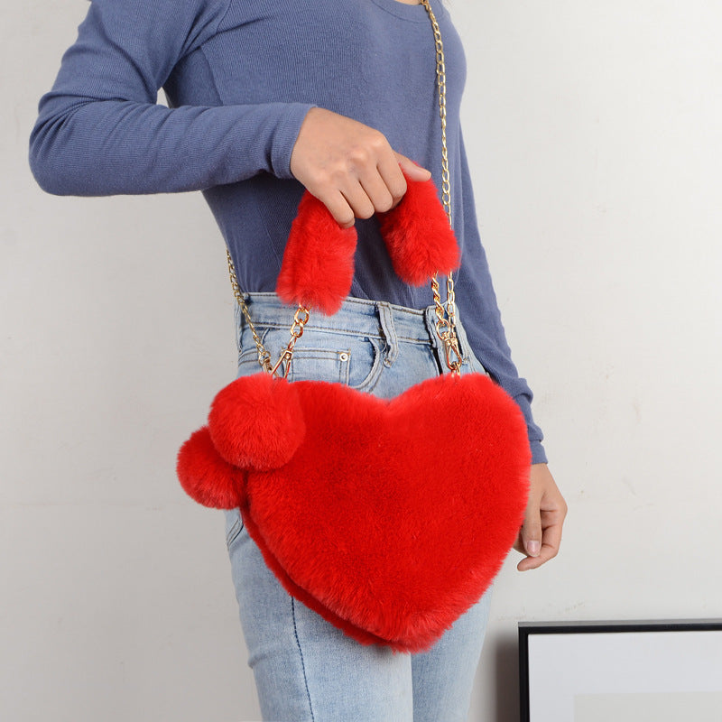 Love Bags Soft Plush Handbags Women Valentine's Day Party Bag Image