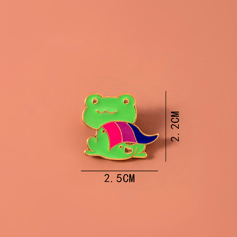 Enamel Bisexual Pride Frog Brooch Pin Image